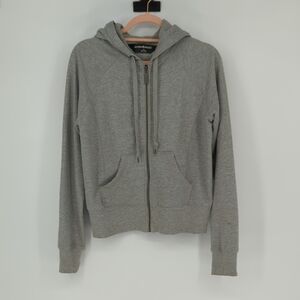 01121 Norma Kamali Full Zip Hoodie Sweatshirt Gray Size Large athletic sporty